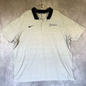 Nike New York Yankees Polo Shirt Mens 3XL Gray‎ Navy Authentic MLB Baseball EUC